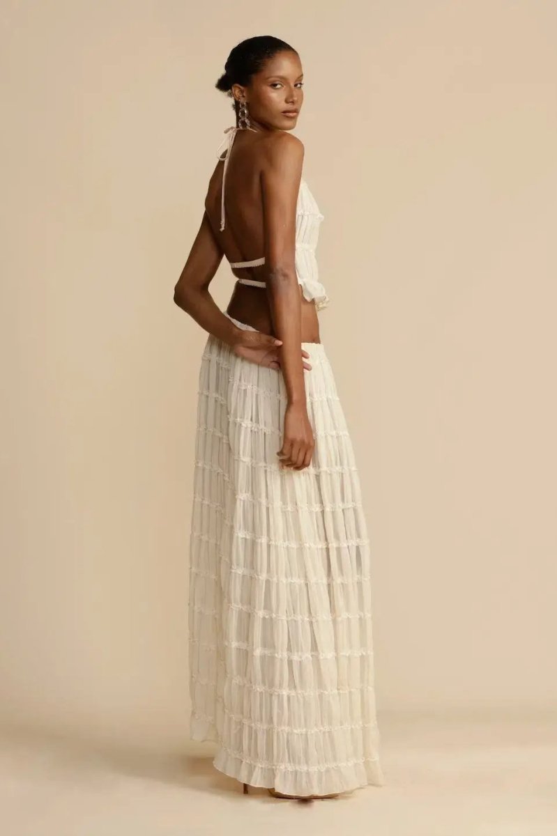 Rossia | Backless Pleated Dress Set For Women
