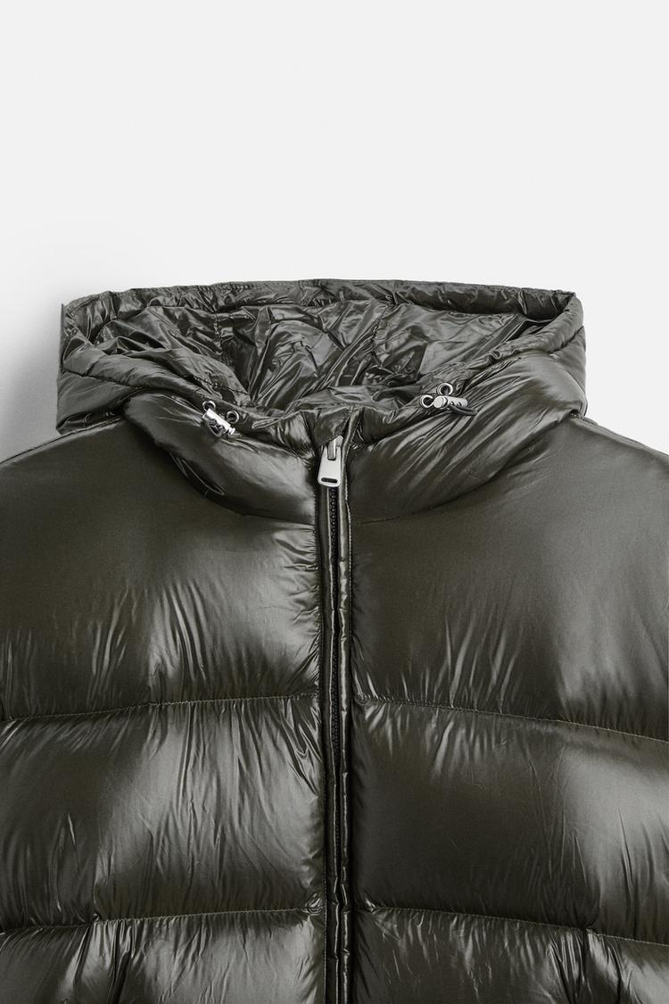 Ladies Down Puffer Jacket With Shiny Fini