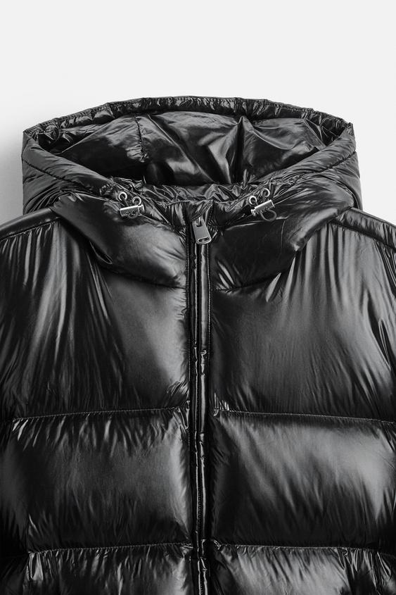 Ladies Down Puffer Jacket With Shiny Fini