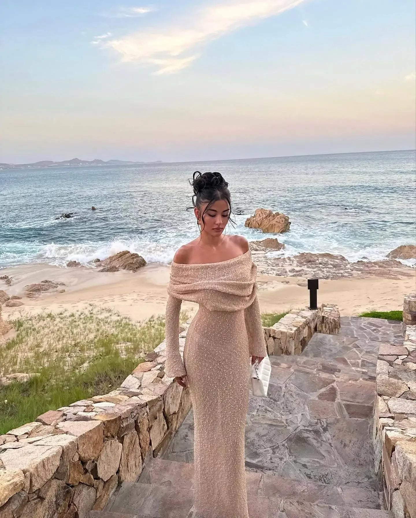 Anouk | Off Shoulder Knit Maxi Dress For Women