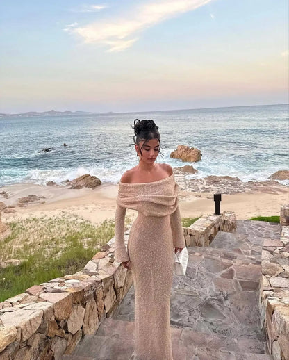 Anouk | Off Shoulder Knit Maxi Dress For Women
