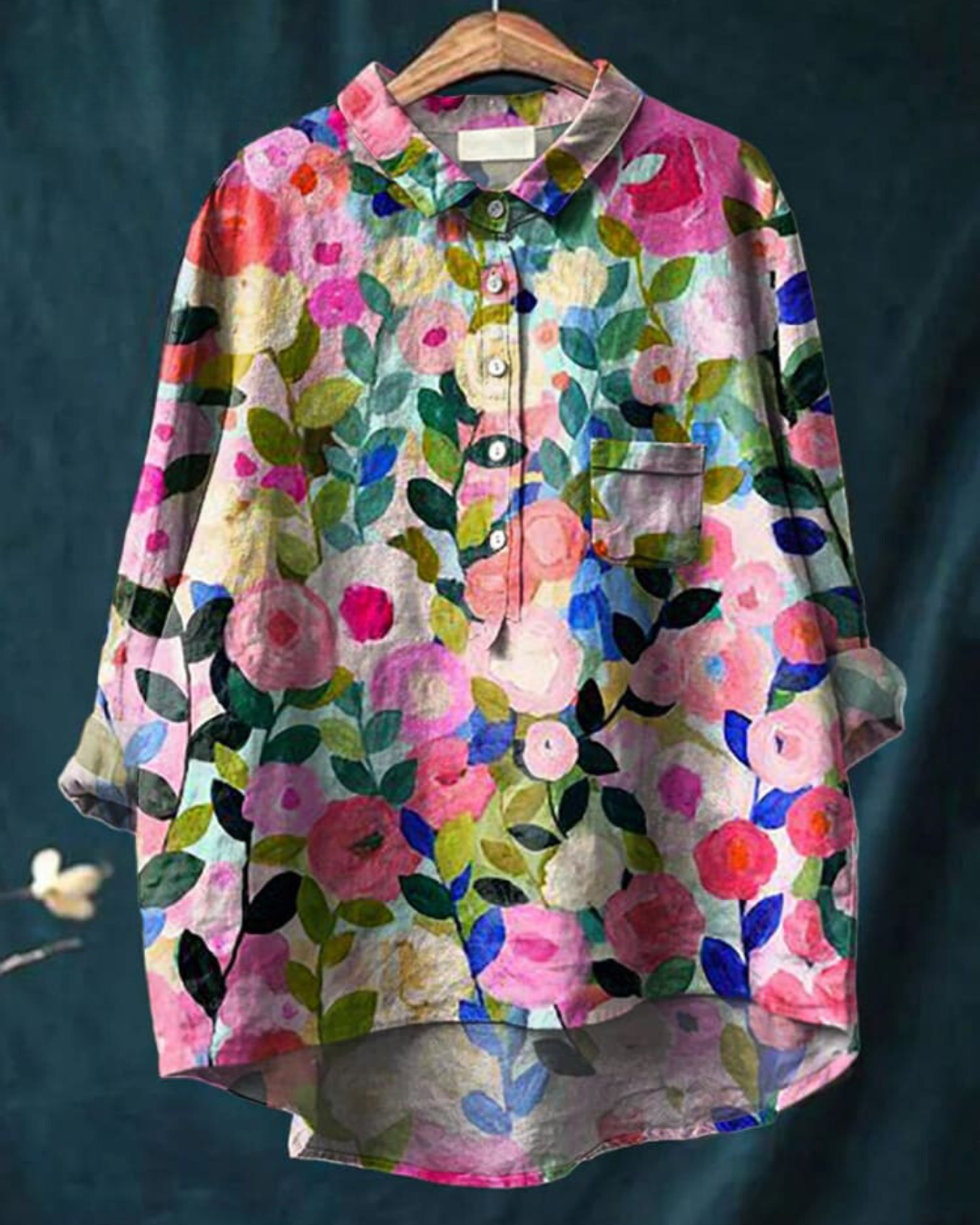 Gradie | Floral Cotton-Linen Blouse For Casual Elegance