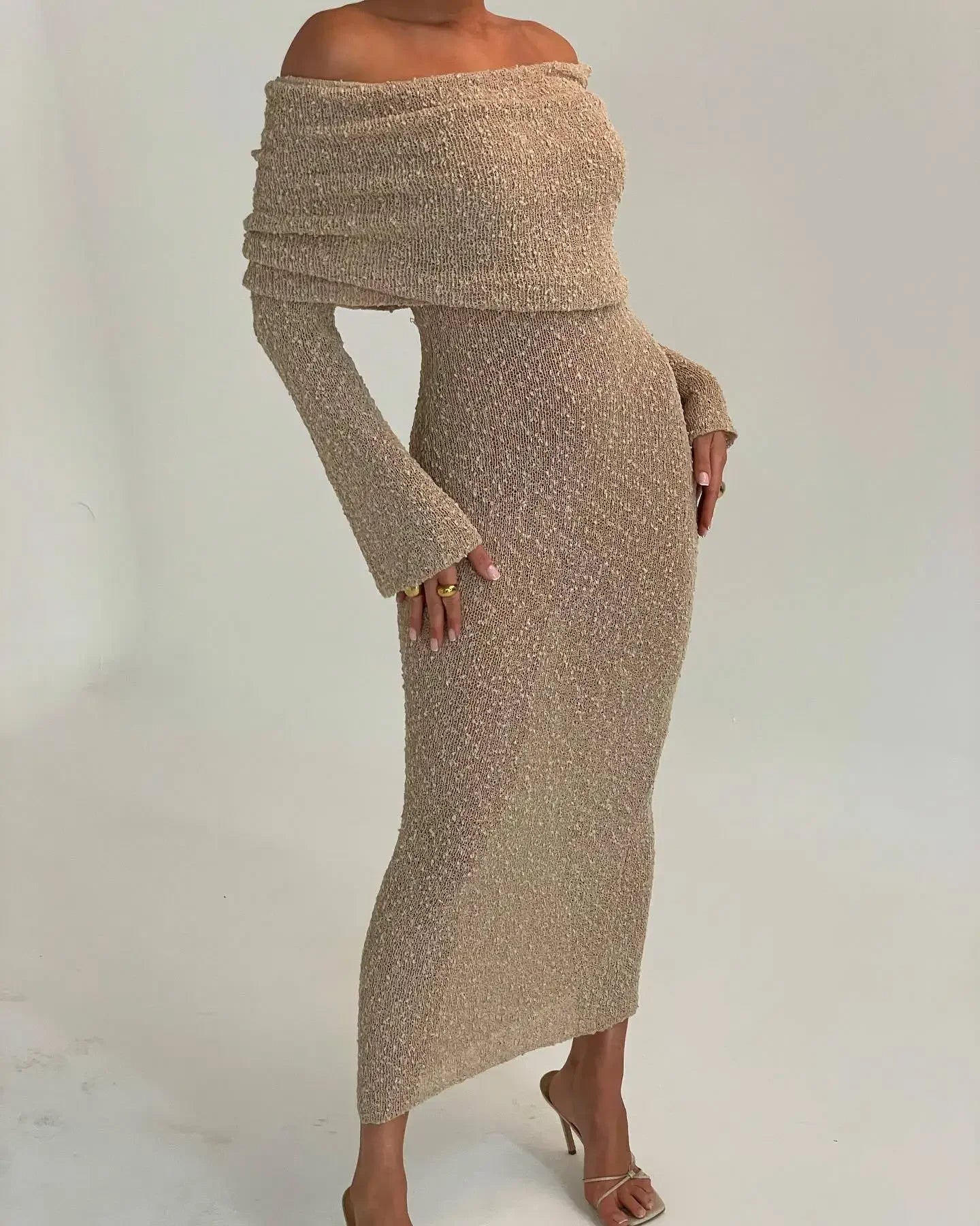 Anouk | Off Shoulder Knit Maxi Dress For Women