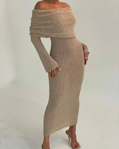 Anouk | Off Shoulder Knit Maxi Dress For Women