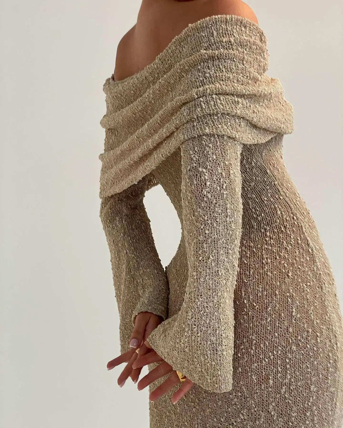 Anouk | Off Shoulder Knit Maxi Dress For Women