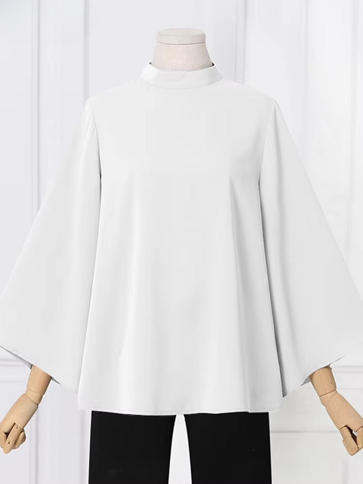 Blouse With Stand-Up Collar And Bell Sleeves
