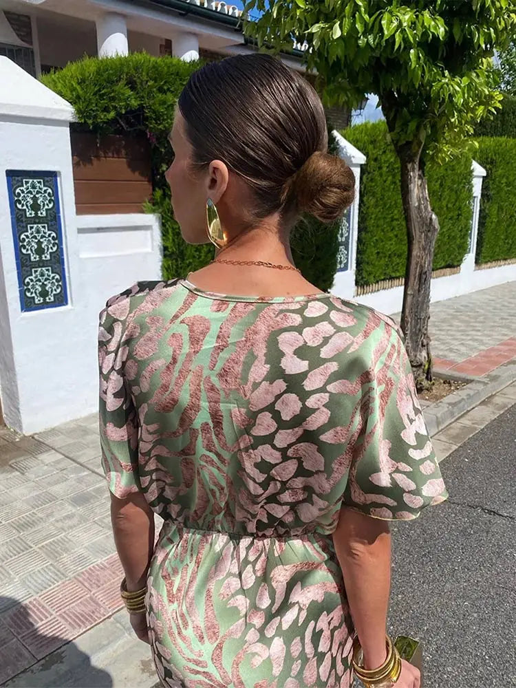 Twist Front Midi Dress Women – V‑Neck