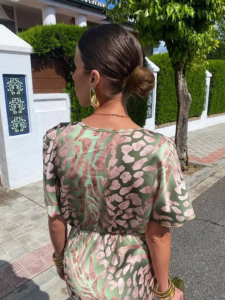 Twist Front Midi Dress Women – V‑Neck