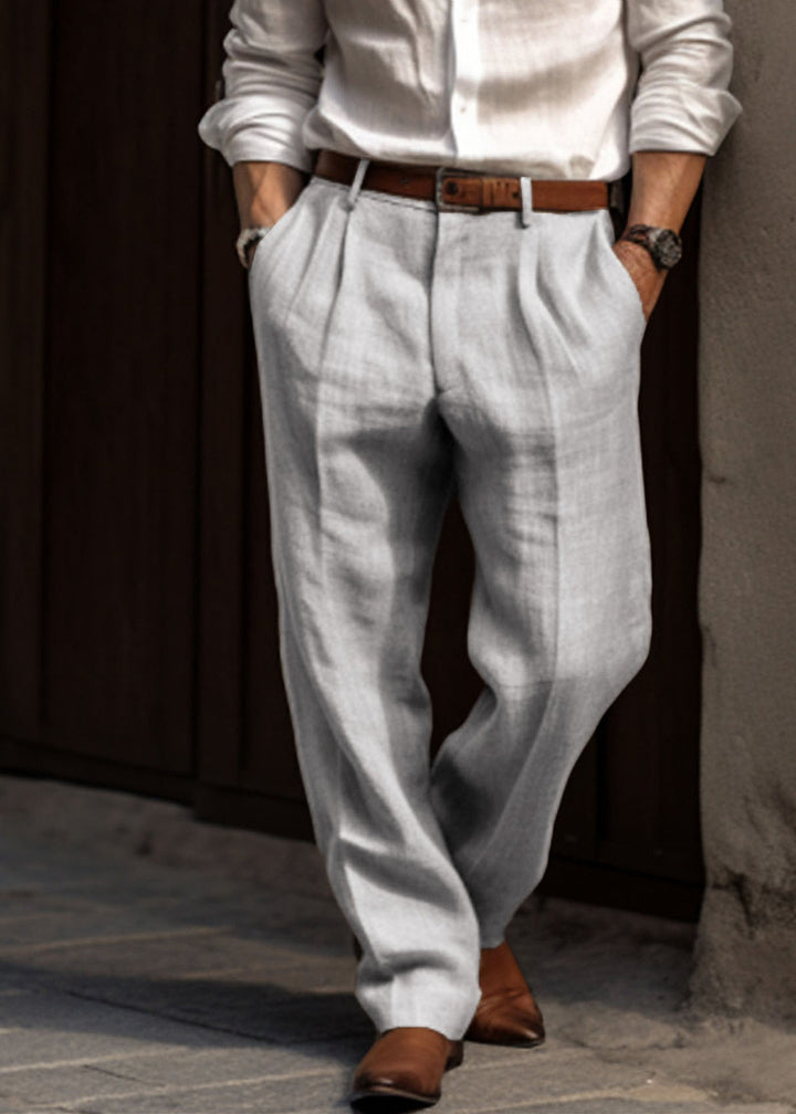 Men's Classic Trousers with Adjustable Waistband - Pants