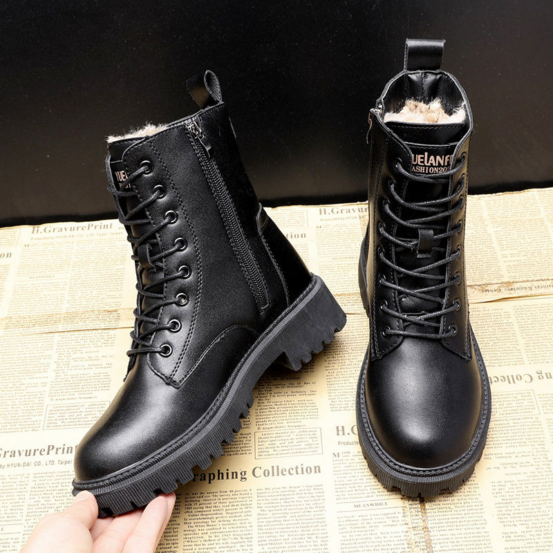 Allin | Black leather winter boots