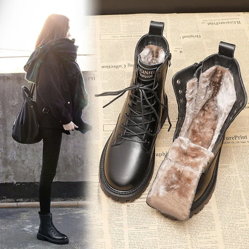 Allin | Black leather winter boots