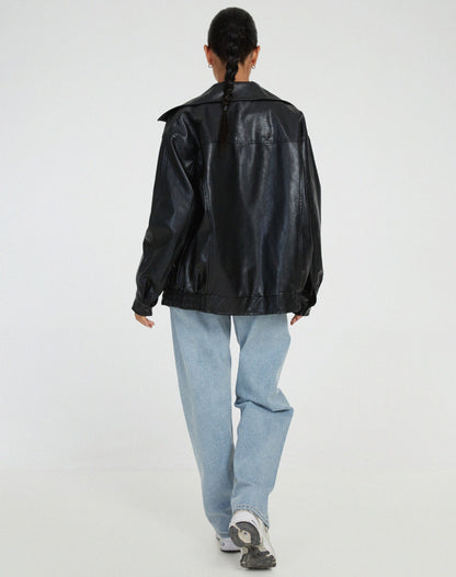 Vivalde | Loose Leather Jacket For Women