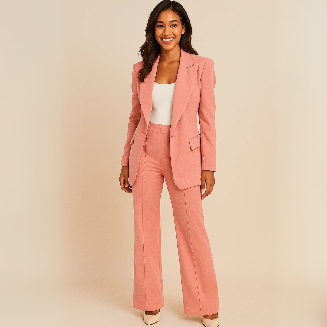 Blazer Pantsuit Women - Structured Blazer and Wide-Leg Trousers
