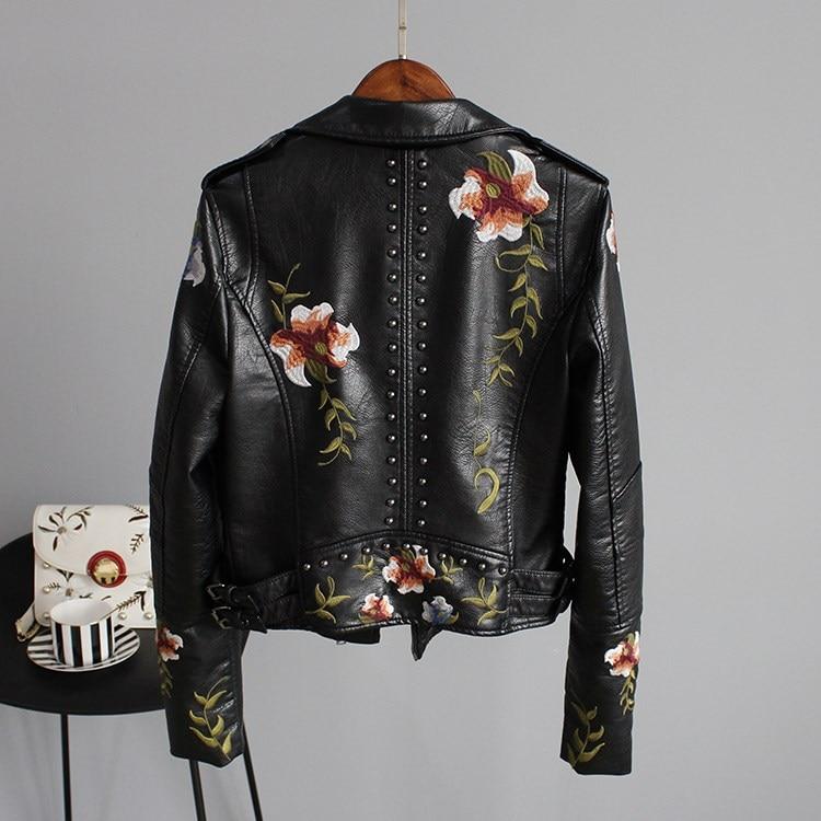 Bonda floral leather jacket with handcrafted details.