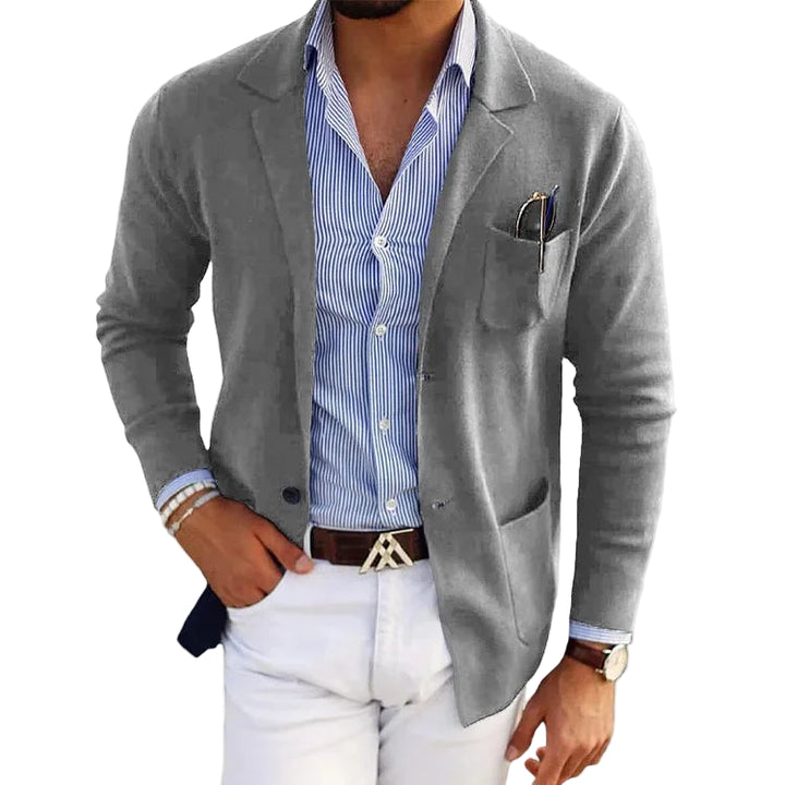 Buttoned Lapel Blazer for Men