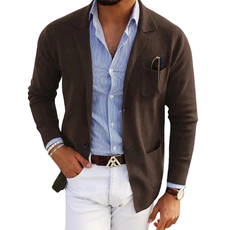 Buttoned Lapel Cardigan for Men