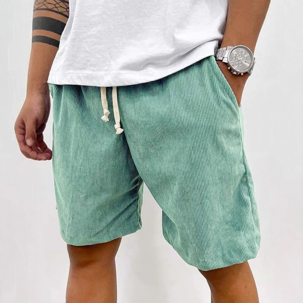 Casual Drawstring Corduroy Shorts for Men