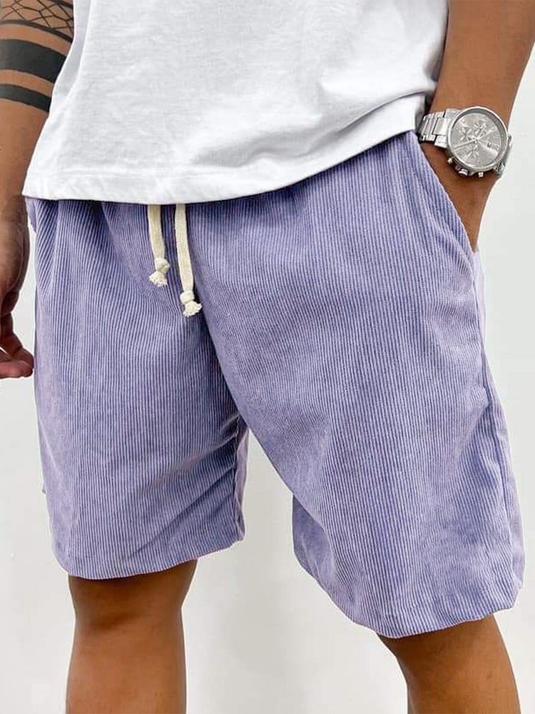 Casual Drawstring Corduroy Shorts for Men