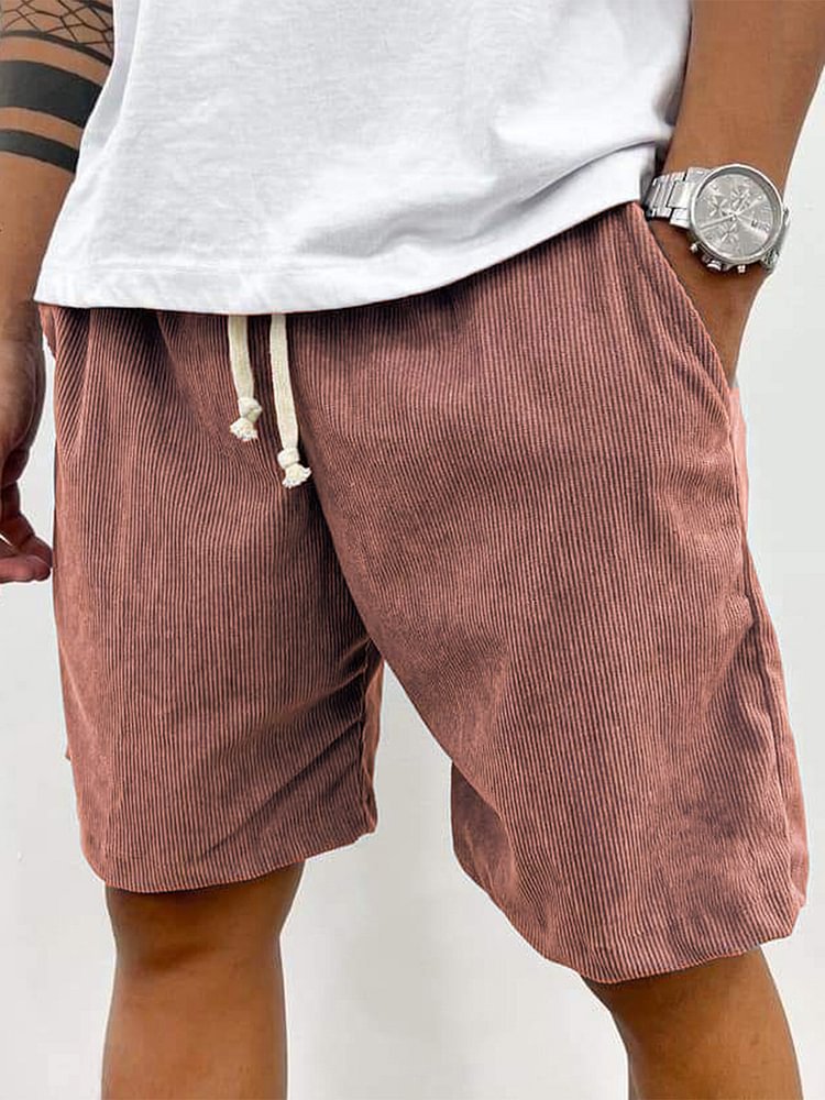 Casual Drawstring Corduroy Shorts for Men
