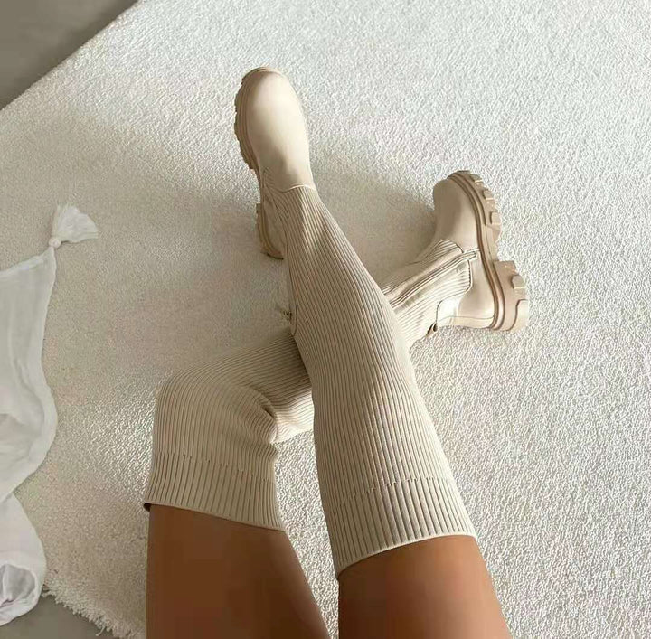 Chic Winter Overknee Sock Boots For Women