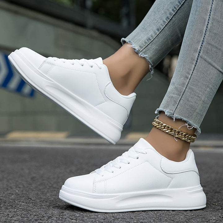 Classic White Lace-up Sneakers For Women