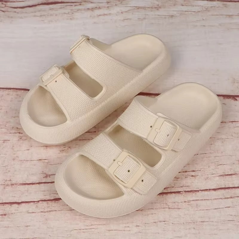Double-Buckle Platform Sandals for Women