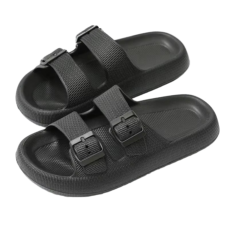 Double Buckle Platform Sandals for Unisex