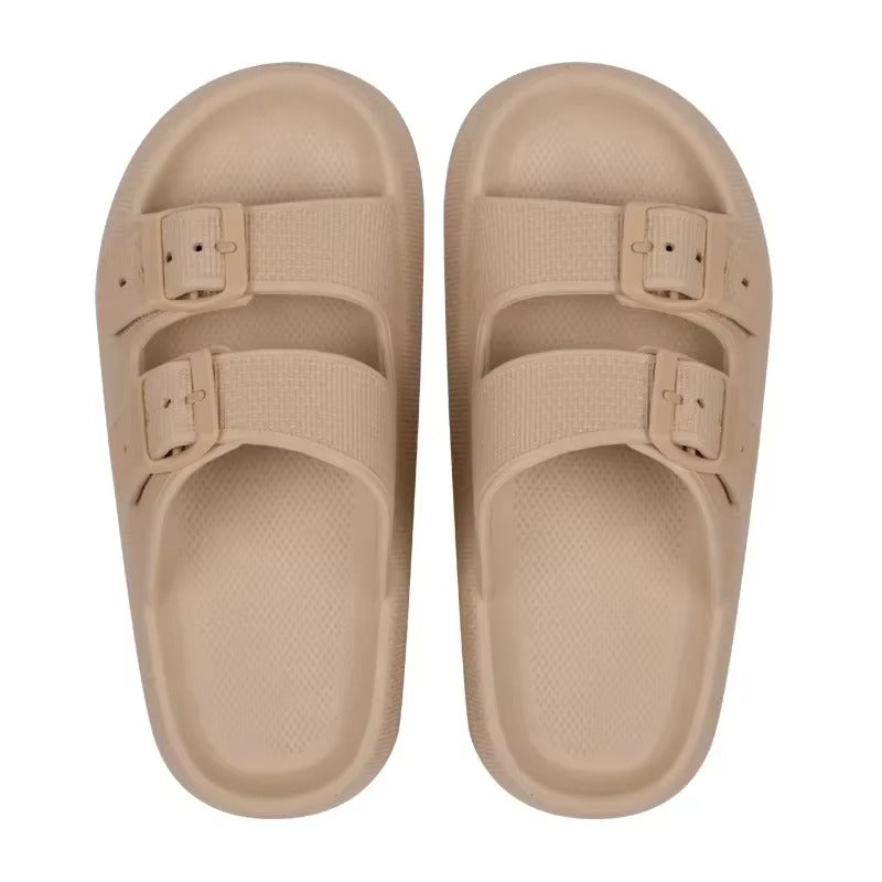 Double Buckle Platform Sandals for Unisex