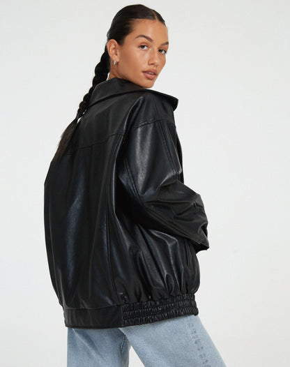 Vivalde | Loose Leather Jacket For Women