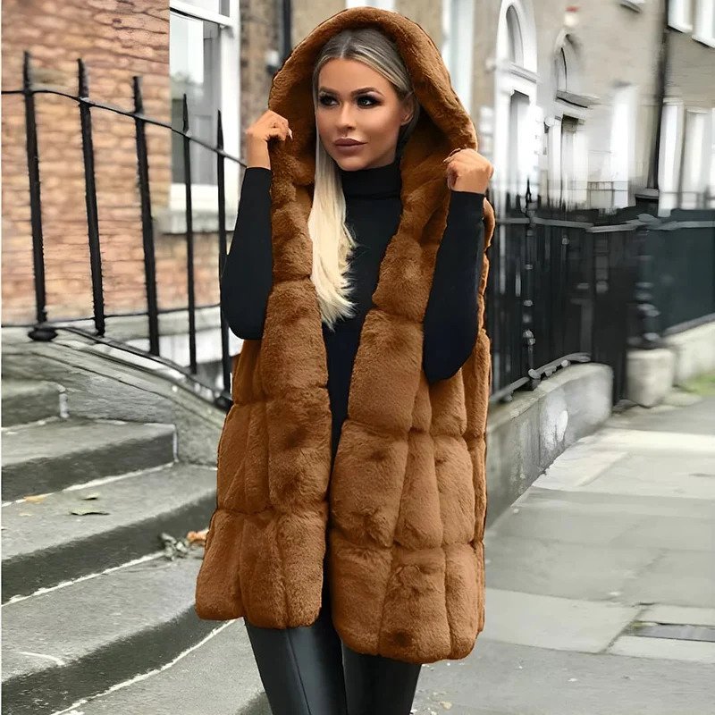 Elly hoodie faux fur women's vest cardigan
