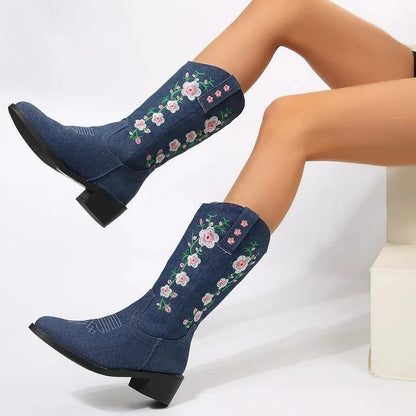 Westia | Stylish Western Boots With Floral Charm