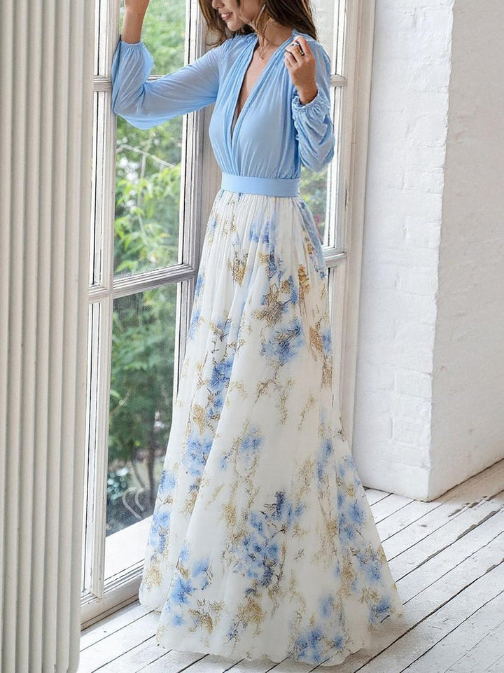 Floral Pleated Maxi Dress for Women