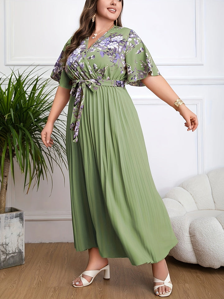 Floral Print Belted Maxi Dress for Women