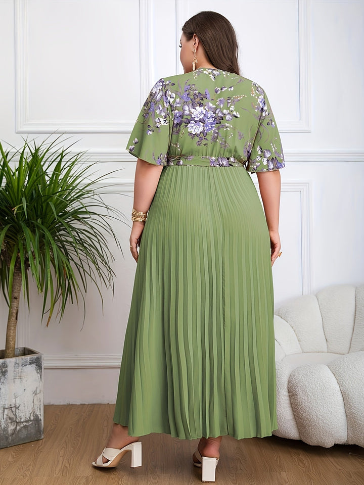 Floral Print Belted Maxi Dress for Women