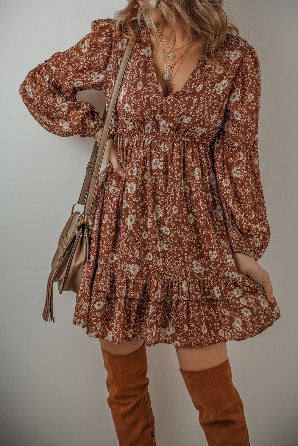 Floral Tiered Mini Dress for Women
