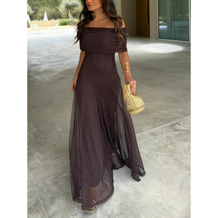 Flowy Off Shoulder Chiffon Dress for Women