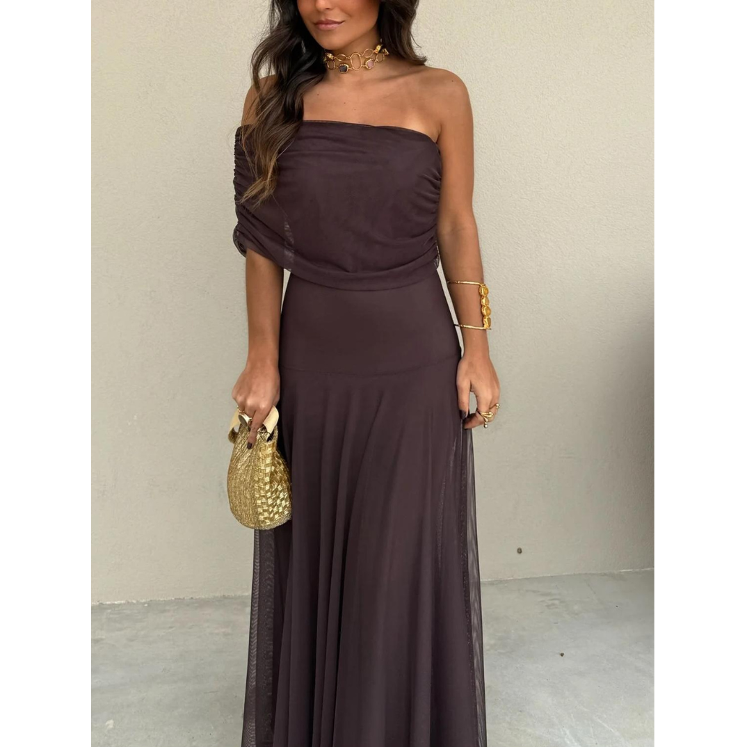 Flowy Off Shoulder Chiffon Dress for Women