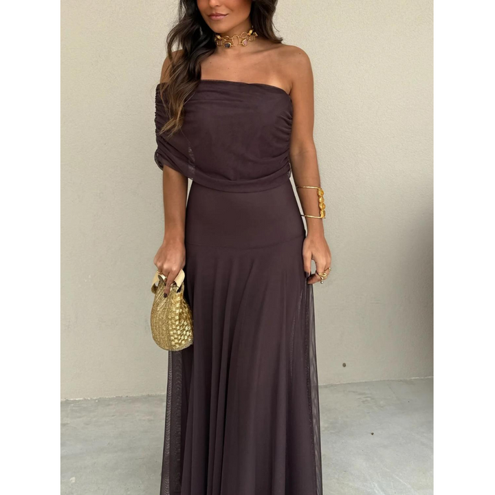 Flowy Off Shoulder Chiffon Dress for Women