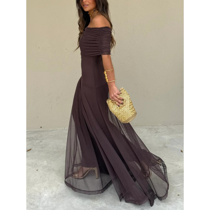 Flowy Off Shoulder Chiffon Dress for Women
