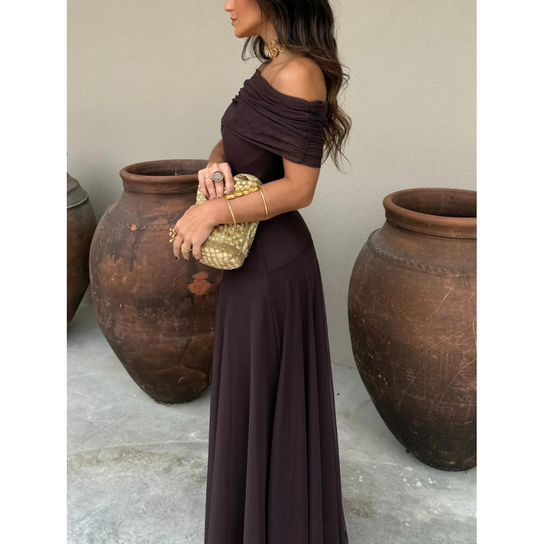 Flowy Off Shoulder Chiffon Dress for Women