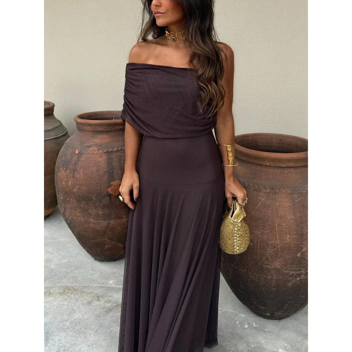 Flowy Off Shoulder Chiffon Dress for Women