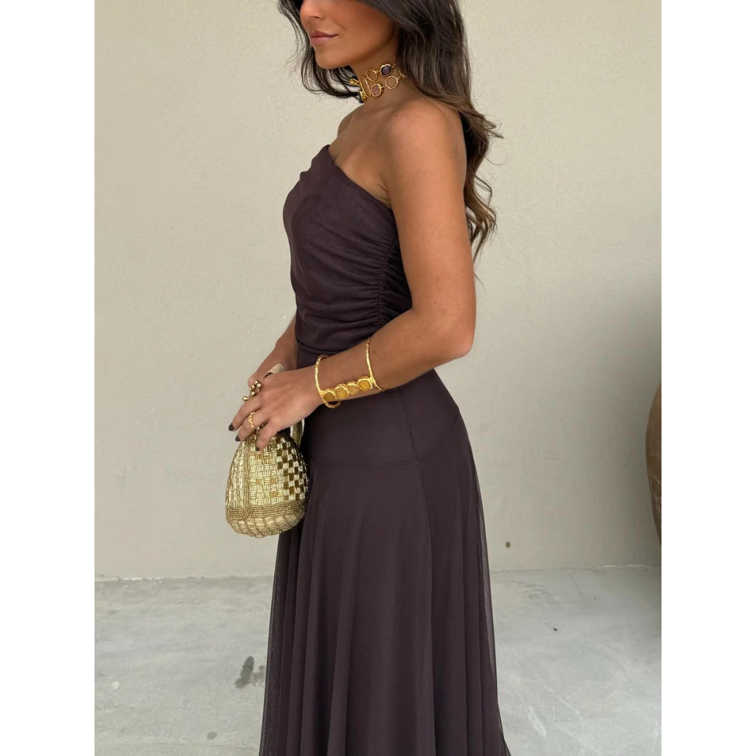 Flowy Off Shoulder Chiffon Dress for Women