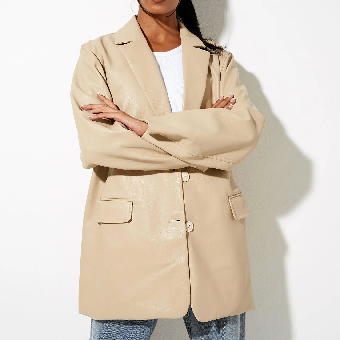 Amrinde | Elegant Blazer Made From Faux Leather