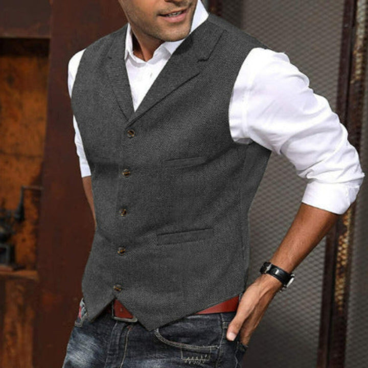 Herringbone Pattern Vest for Men