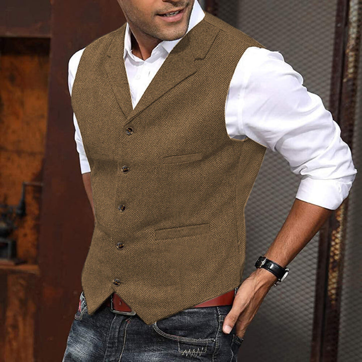 Herringbone Pattern Vest for Men