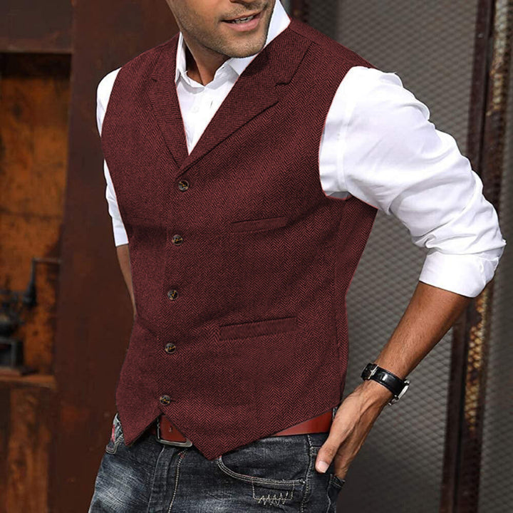 Herringbone Pattern Vest for Men