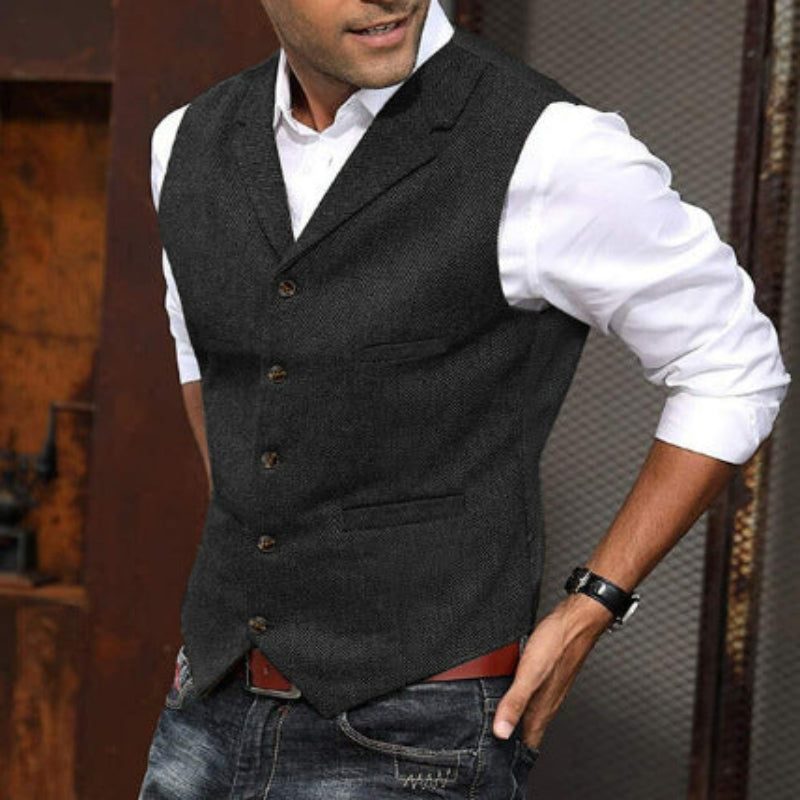 Herringbone Pattern Vest for Men
