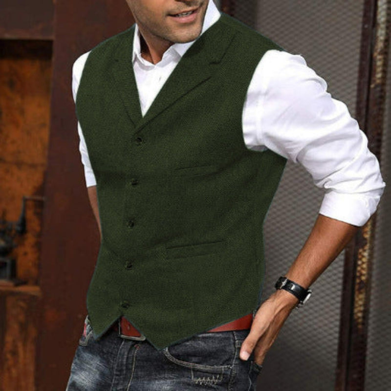 Herringbone Pattern Vest for Men