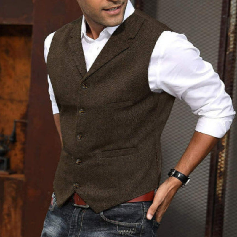 Herringbone Pattern Vest for Men