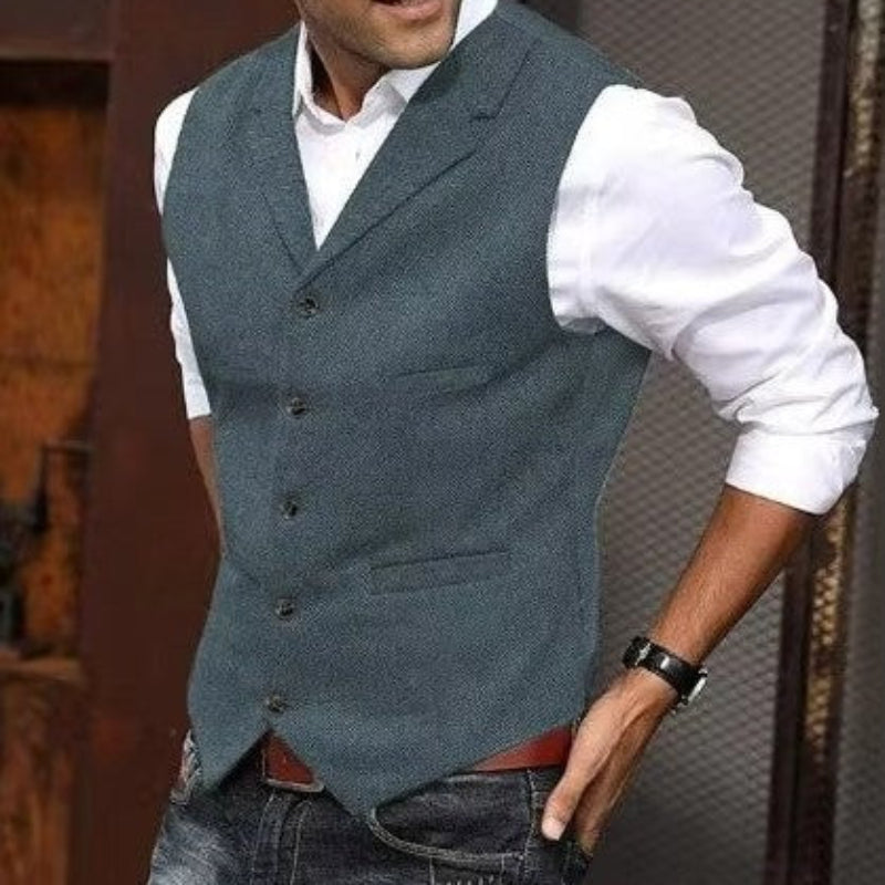 Herringbone Pattern Vest for Men